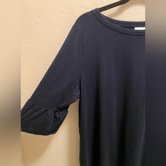 J. Jill Navy Blue 3/4 Flare Sleeve Boat Neck Tunic Size Large - Picture 2 of 8